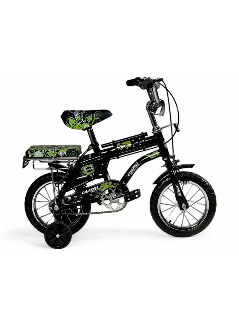 AL BADER Rambo Freestyle Kids Bike with Adjustable Seat, 12 Inch Rambo Children Bikes for Kids Age 3-6 Years With Passenger Rear Seat, Kids Bike With Hand Brake and Two Flashing Training Wheels - Image 1